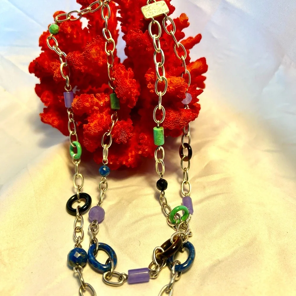 Whitney Kelley’s Colorful link Necklace, Sterling Silver 925, 18” long. - Picture 6 of 12